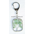 Natural Aventurine chip stone wired lucky tree pendant keychain